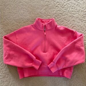 Aritzia Bright Pink Half-Zip Sweater